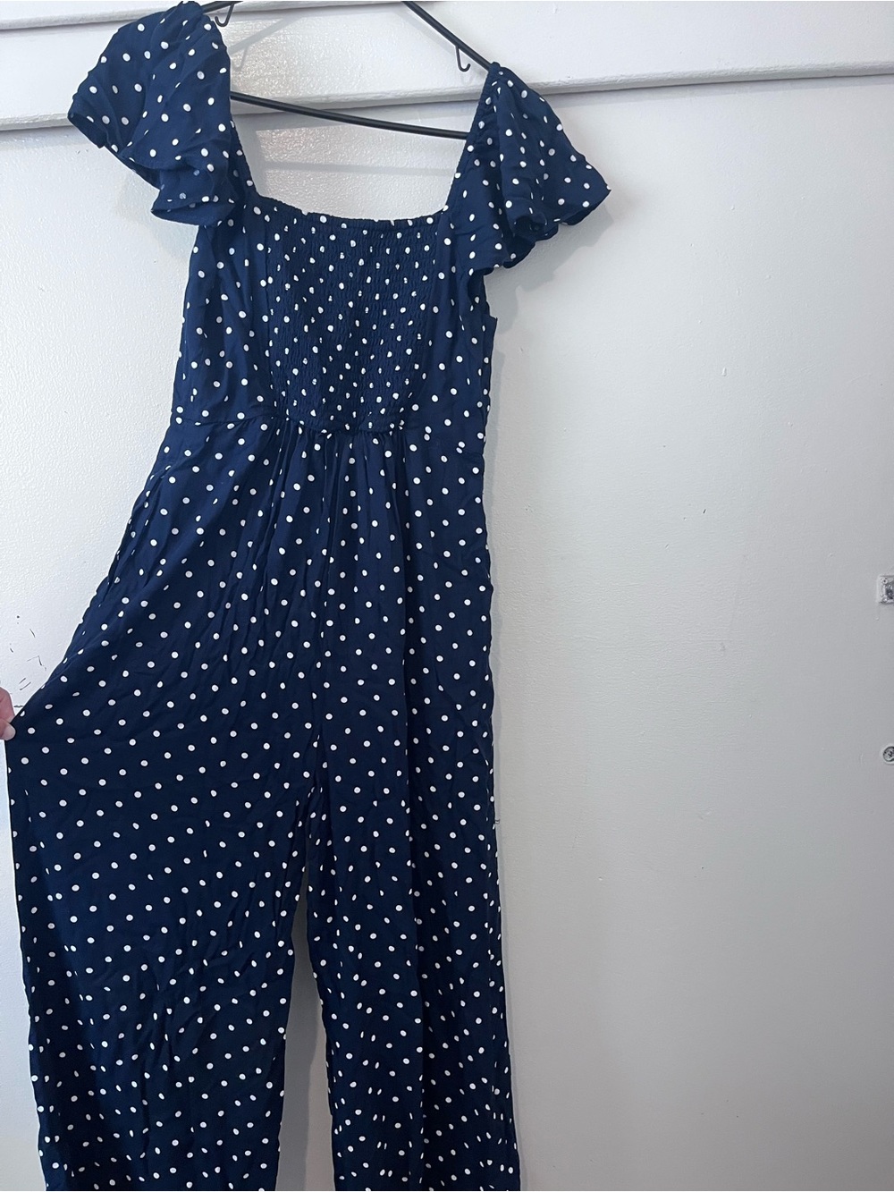 Old Navy Navy Blue Polka Dot Jumpsuit